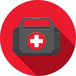 Medical First Aid Kit Flat Design themed Icon Set with shadow